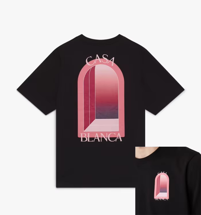 French Streetwear Brand - Kaus Seni Matahari Terbenam Lengkung Klasik