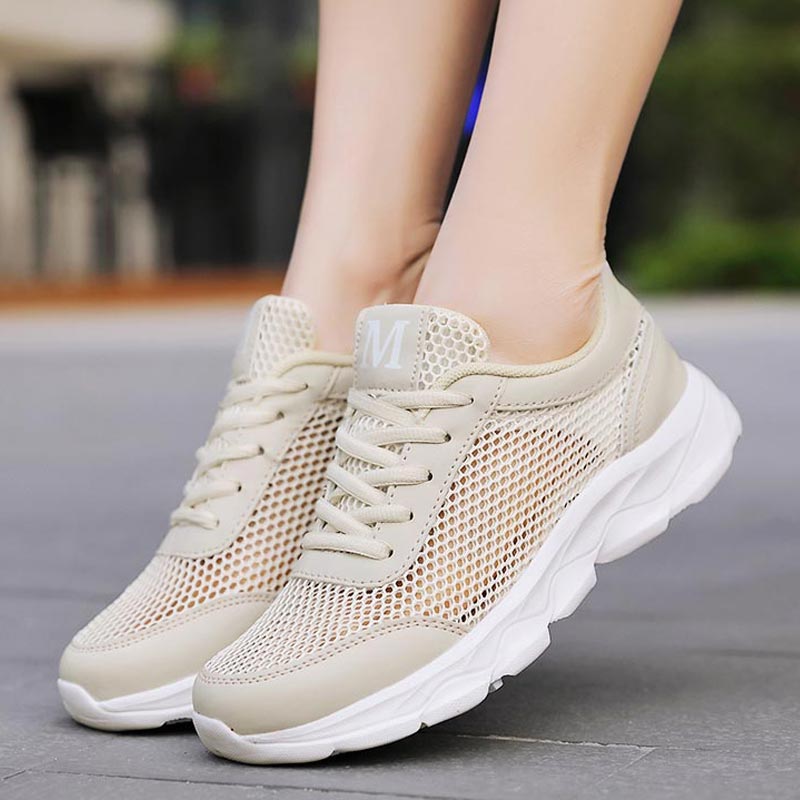 Streetwear Brand With White Flowers - Musim Panas Bernapas Sepatu Wanita Mesh