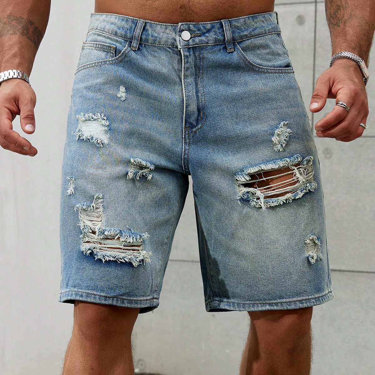 Celana pendek Jeans sobek pria - Brand Of Streetwear ulasan dan harga